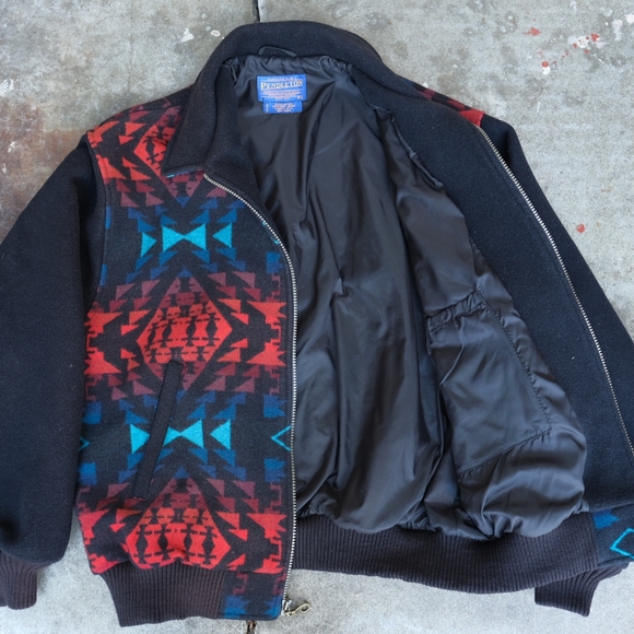 Vintage 90s Pendleton Aztec High Grade Western Wear Wool Cotton Jacket, Size XL - Picture 6 of 10